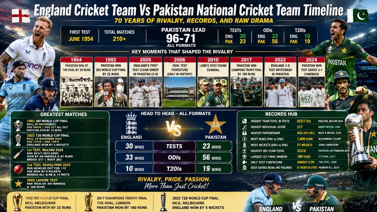 England Cricket Team vs Pakistan National Cricket Team Timeline: 70 Years of Rivalry, Records, and Raw Drama