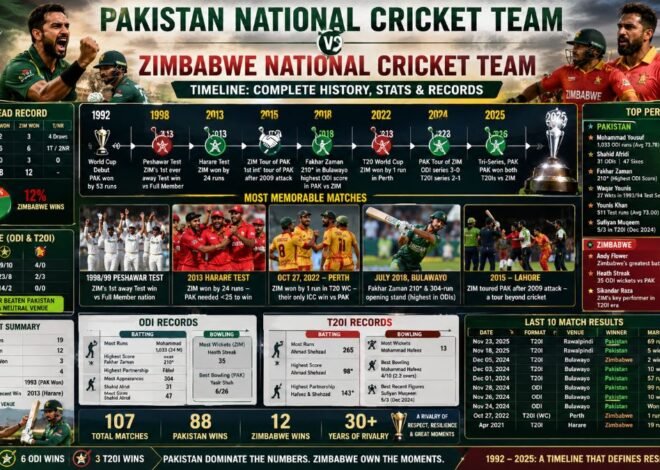 Pakistan National Cricket Team vs Zimbabwe National Cricket Team Timeline: Complete History, Stats & Records