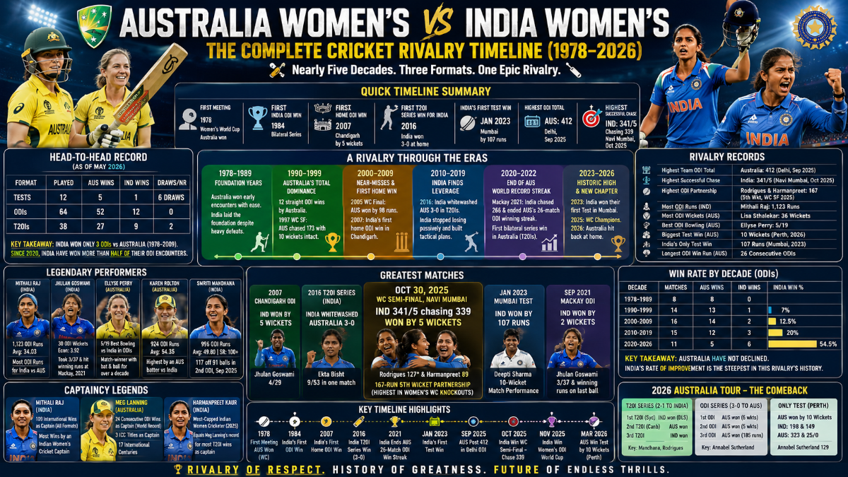 Australia Women vs India Women: The Complete Cricket Rivalry Timeline (1978–2026)