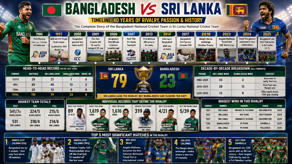 Bangladesh vs Sri Lanka Cricket Timeline: Complete Rivalry History, Records and Key Moments