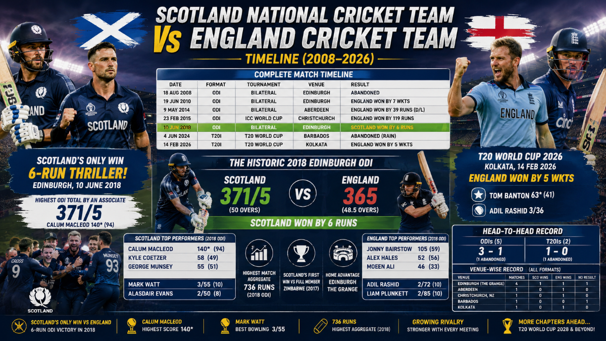 Scotland National Cricket Team vs England Cricket Team: The Complete Timeline