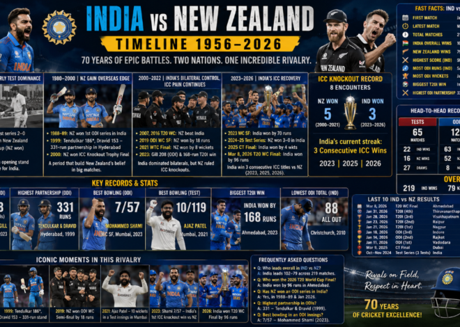 India National Cricket Team vs New Zealand National Cricket Team Timeline