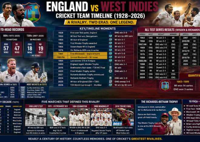 England vs West Indies Cricket Timeline: Full H2H History