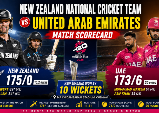 New Zealand National Cricket Team vs United Arab Emirates National Cricket Team Match Scorecard: Full Match Report, Scorecard Details, Tactical Notes, Records